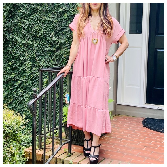 MADE IN ITALY FABULOUS V TIERED MAXI DRESS - Picture 2 of 7